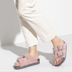 Authentic Birkenstock Papillio Arizona Big Buckle Genuine Shearling Slide; NWT